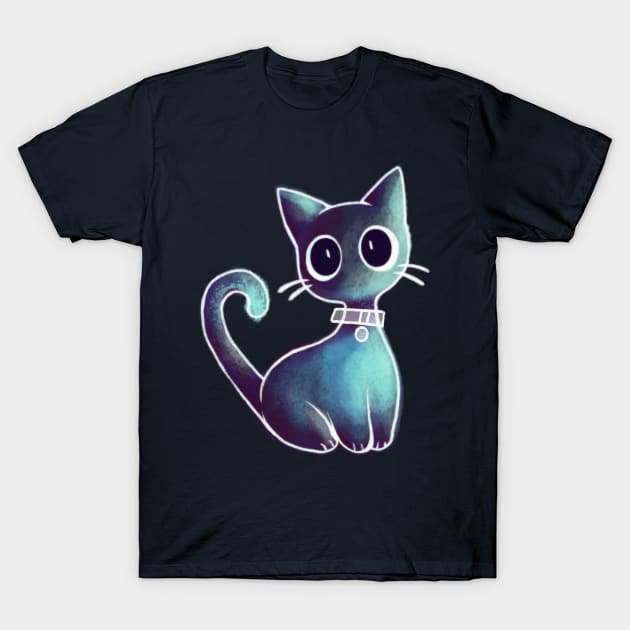 Black cat T-Shirt by BubblePaw